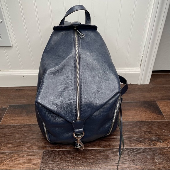 Rebecca Minkoff Julian Leather Backpack in Navy Medium - Picture 2 of 16